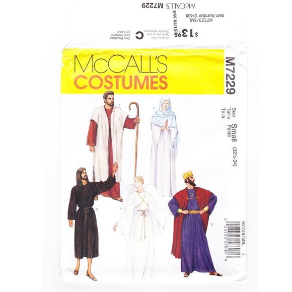 Christmas Pageant Unused Pattern Costume McCalls 7229 Adult Size Small 32.5 - 34 - Picture 2 of 4